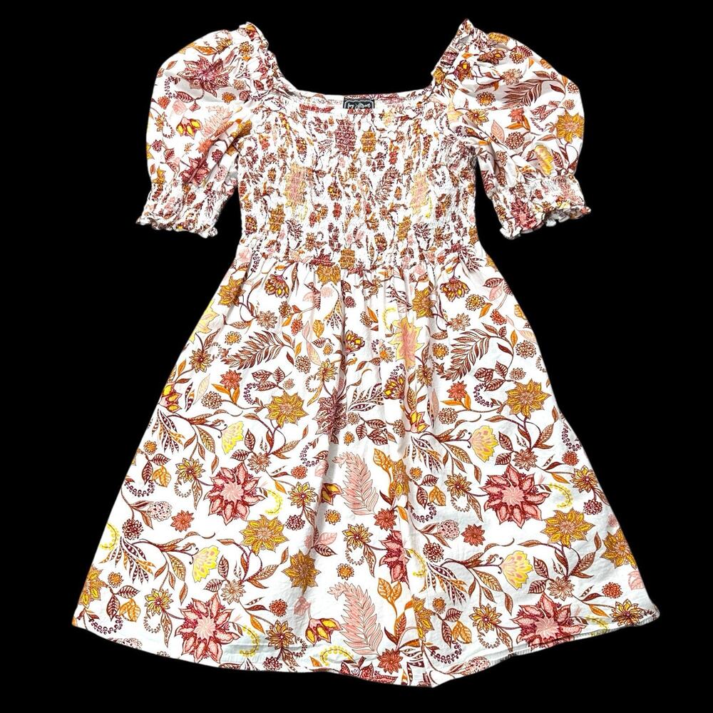 Peasant Mini Dress Prairie Sz Medium Smocked Puff Sleeves Floral My Street